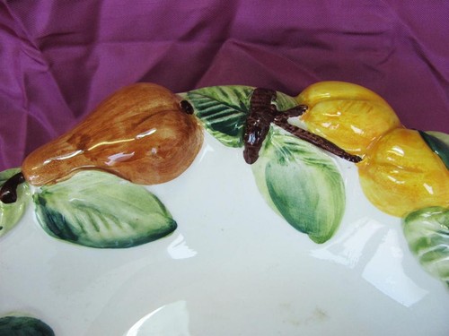 ANTIQUE PORCELAIN HAND PAINTED FRUIT BOWL ITALY - MARKED - Picture 6 of 10