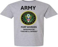 FORT WORDEN * WASHINGTON *SHIRT W/EMBLEM*ARMY OFFICIALLY LICENSED