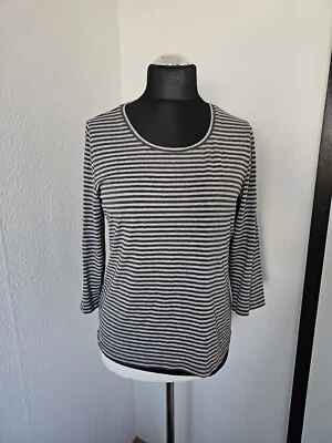 Peter Hahn Damen Pullover 3/4 Ärmel braun grau gestreift Größe 44 - Bild 1 von 4