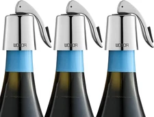 3-PK Wine Stoppers - Stainless Steel with Silicone Plug Leak-Proof Wine Saver