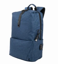 School Backpack for Teens & Adults with USB Port, Ocean Blue