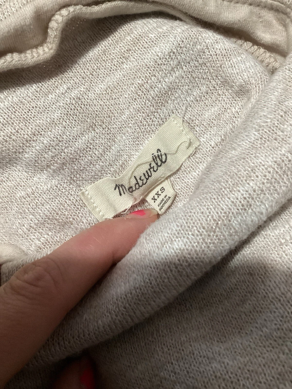 OFF WHITE Felpa Madewell finta crema collo manica a bolle misto cotone XXS