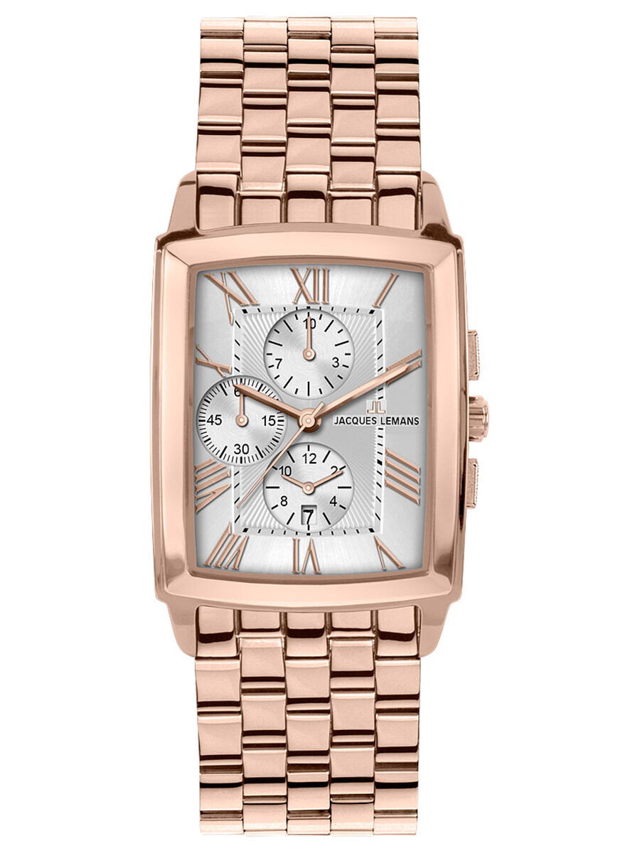 Jacques Lemans Montre Hommes Chronographe Couleur Rosé Or Chrono 1-1609J
