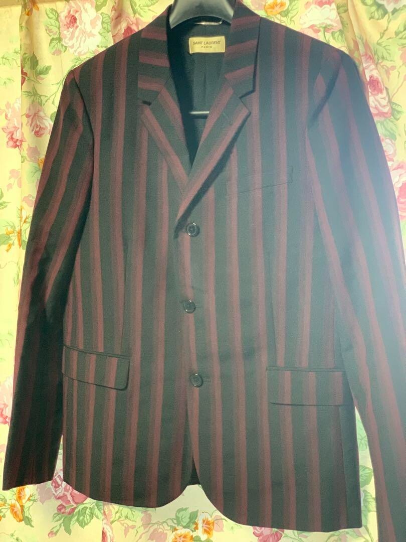 Giacca Saint Laurent Paris 15SS lana mohair modello righe taglia 48 rosso nero JP