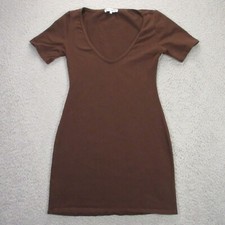 Reformation Womens T-Shirt Mini Dress size S Stretch Jersey Bodycon Brown Y2K