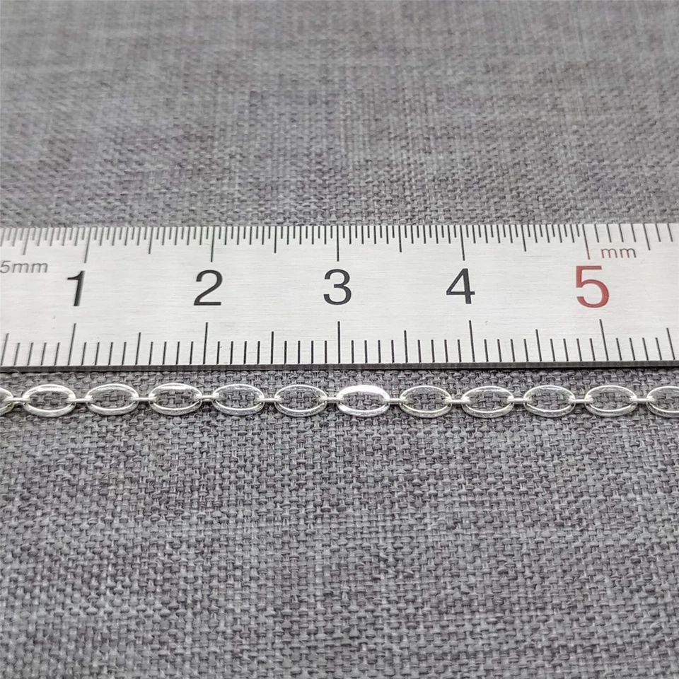 Cadena de lujo Figaro de plata de ley 925 sin terminar para collar pulsera 3,28 pies Foto 2 de 4