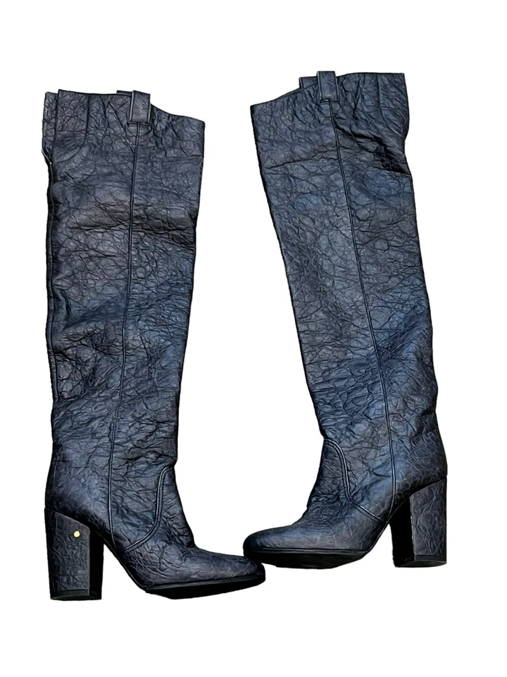 Botas Laurence Dacade Silas hasta el muslo por encima de la rodilla cuero negro arrugado 36,5 5,5 Foto 2 de 4