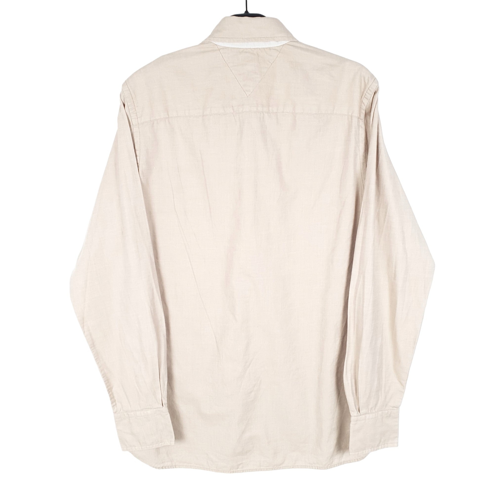 TOMMY HILFIGER Beige Shirt Custom Fit Long Sleeve Casual Cotton Mens S image 3