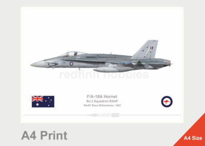 Warhead Illustrated F/A-18A Hornet RAAF 3 Sqn A21-8 V2 A4 Aircraft Print