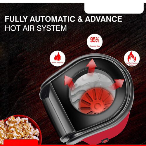 16 Cup Capacity Popcorn Machine Electric Hot Air Popper Mini Tabletop 1200W US - Picture 12 of 14