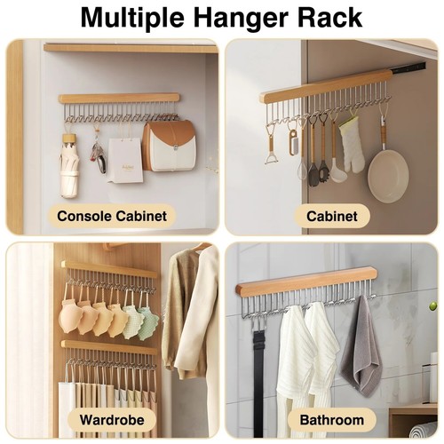 2 Pack Pull Out Belt & Bra Hangers with 12 Hooks, Stretchable Clothes Hanger Rod - Picture 4 of 15