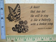 Postcard Wooden Card with Butterfly Art and Poem Print