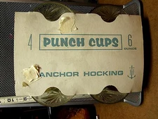 ANCHOR HOCKING pattern glass punch cups 1960s party set Prescut Oatmeal OG