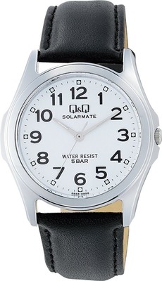 Citizen Q&Q Men'S Analog Solar-Powered Waterproof Wristwatch With Leather Strap_