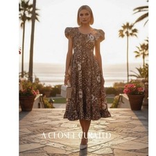 Ulla Johnson Nanette Midi Dress 00 Brown NEW