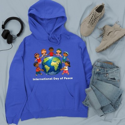 International Peace Day Hoodie Kids Around Globe World Unity Friendship Gift