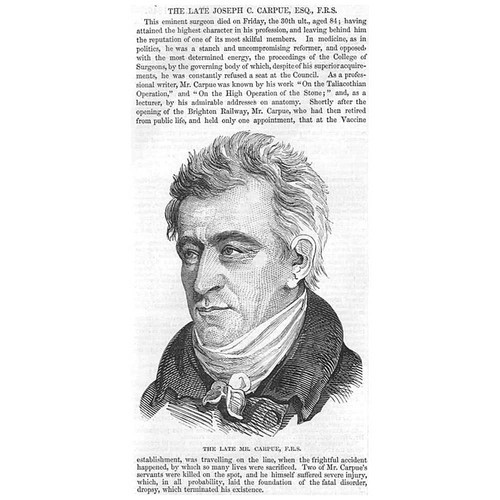 Joseph C Carpue Eminent Surgeon - Antique Print 1846