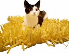 CATMAT. Tissue Paper Cat Mat. Yellow paper imitation grass play mat - fun for I