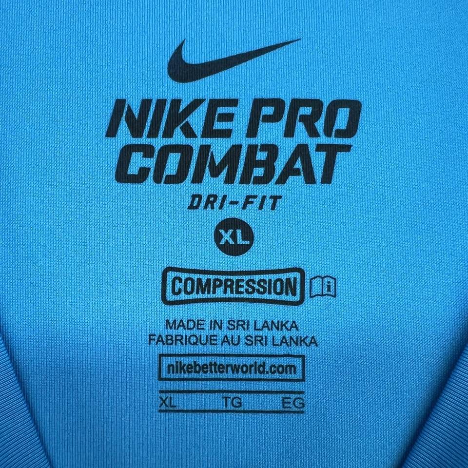 Nike Pro Combat Compression Shirt Mens XL Blue Dri-Fit Athletic Tee Training Gym - Image 4 of 4