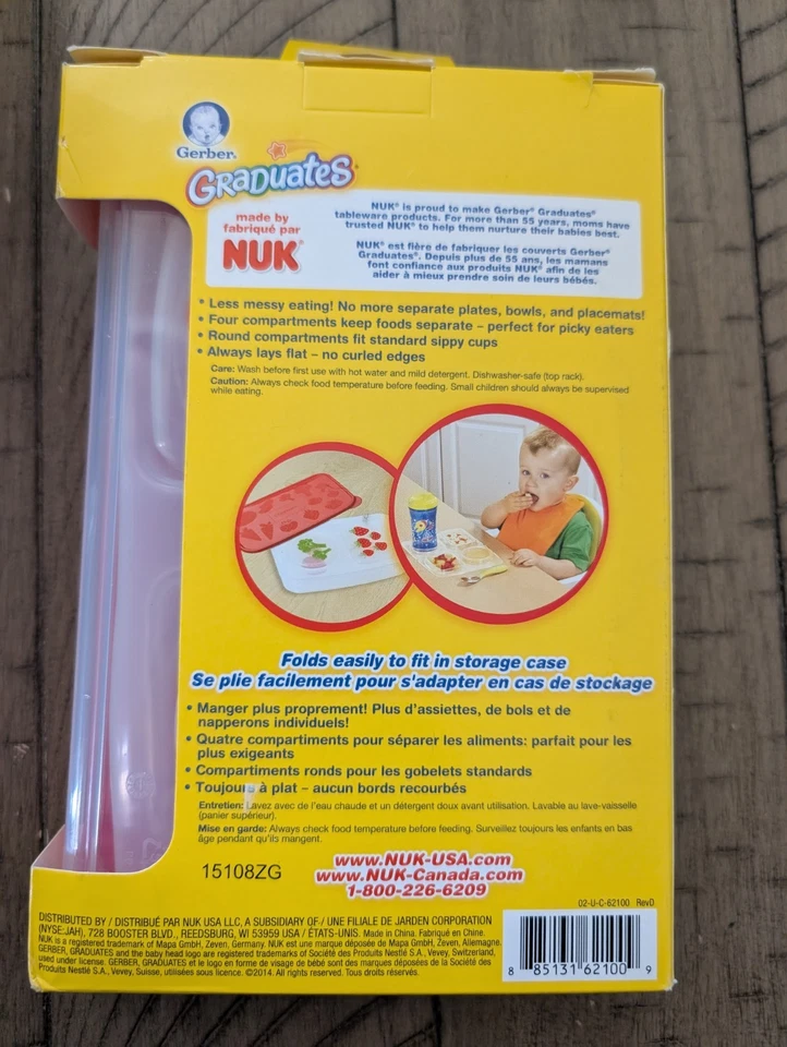 Estuche de almacenamiento de silicona Gerber Graduates Meal Time tapa roja NUEVO RARO Foto 3 de 3