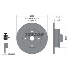 TEXTAR 2x Bremsscheibe hinten Ø226 mm für VW Golf III 1H1 1.8 2.0 19E 1G1 1.8i
