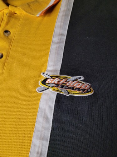 Vintage Ski Doo Team Sno Gear Polo Shirt Mens Large Snowmobile Yellow Black - Picture 2 of 7