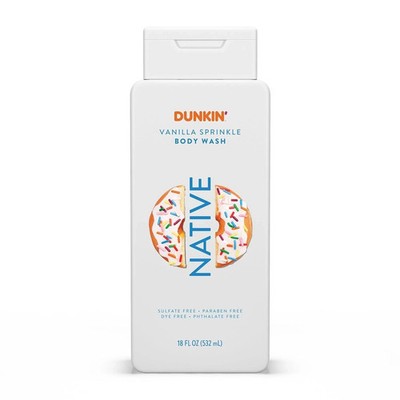 Native X Dunkin Limited Edition Body Wash Dunkin Vanilla Sprinkle 18 oz