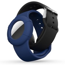 Air tags Wristband 2 Pack - Soft Silicone 205 millimeters, Black Navy Blue
