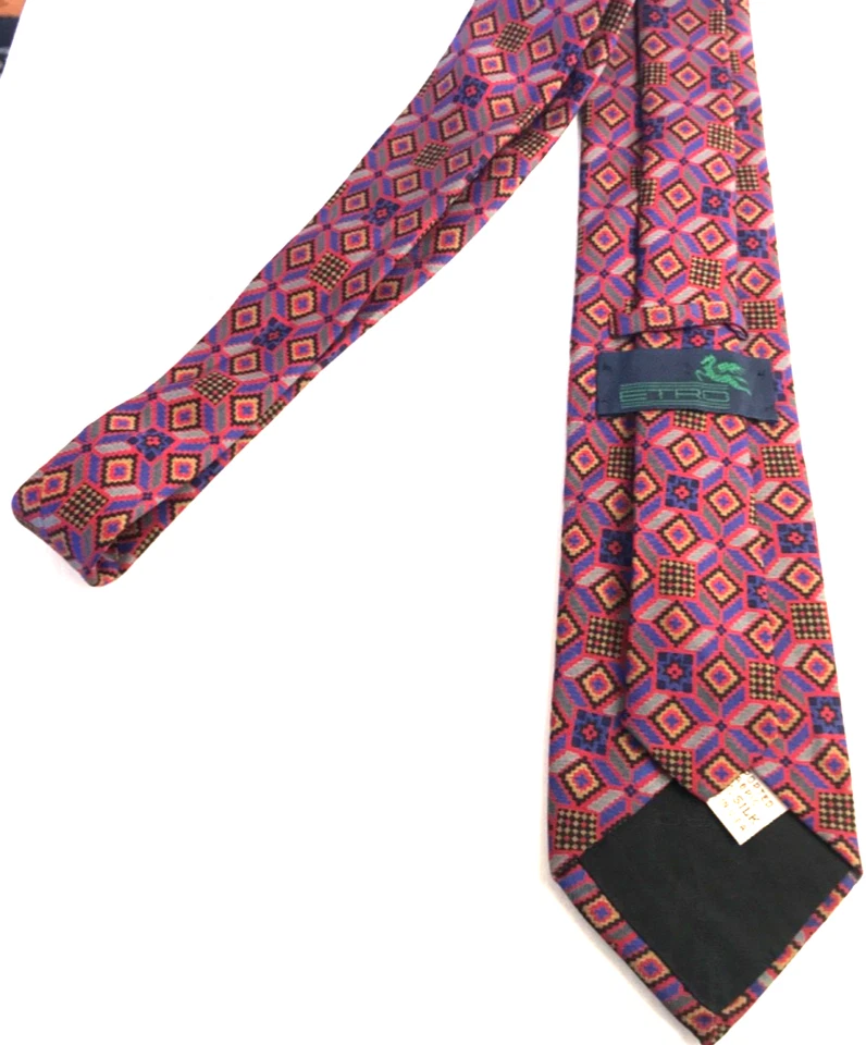 ETRO Men's 100% Silk Necktie Geometric Multi Colored - Image 4 of 4