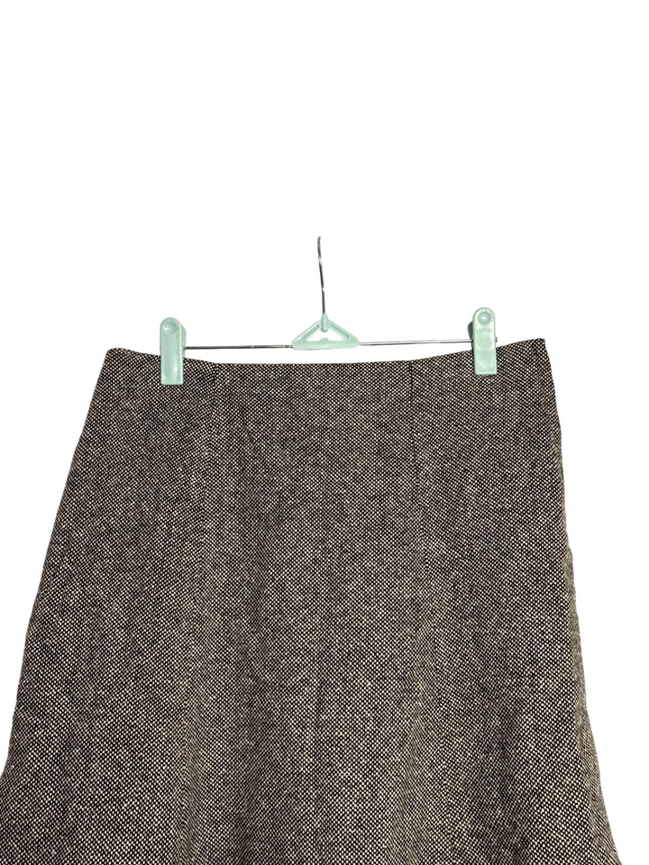 Falda Y2K Gap Factory Línea A 4 Hasta la Rodilla Negra Beige Tweed Forrada Mezcla de Lana Foto 2 de 4