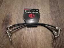 2-PACK 6”  Kirlin 1/4" Mono Black Right Angle Patch Cables - Ships Free!