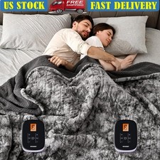 Electric Blanket Heated Faux Fur Sherpa 10 Heat Levels Auto-Off Cozy Comfort New