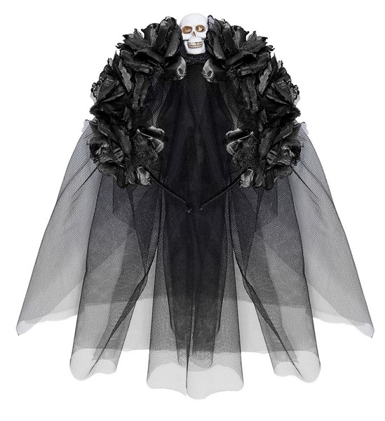 Dia De Los Muertos Haarreif Mit Schleier Schwarzen Rosen Totenkopf Halloween-image