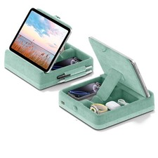 Tablet Pillow Stand with Storage, Foldable iPad Holder for Bed, Lap and Desk,...