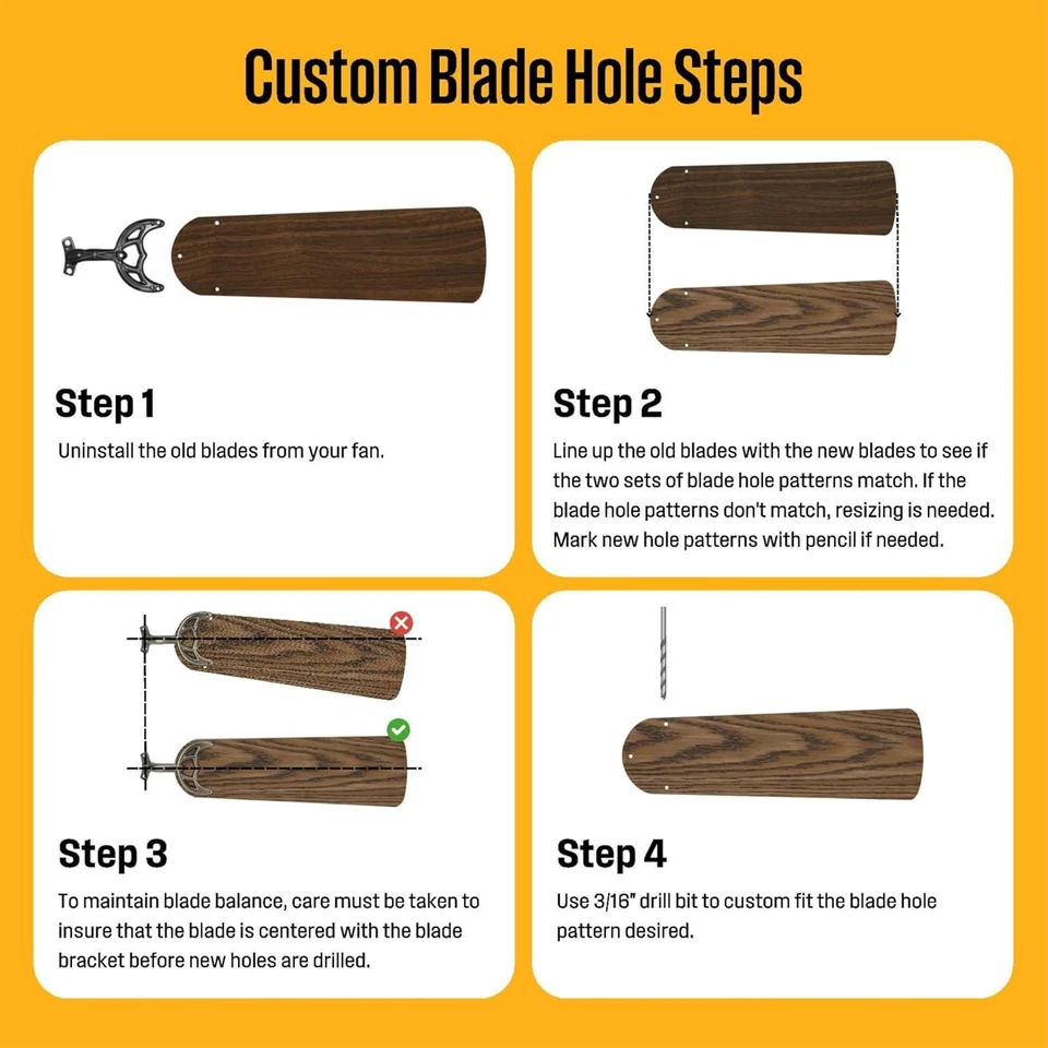 16.5-Inch Replacement Fan Blades for 42-Inch Ceiling Fans - Image 2 of 4