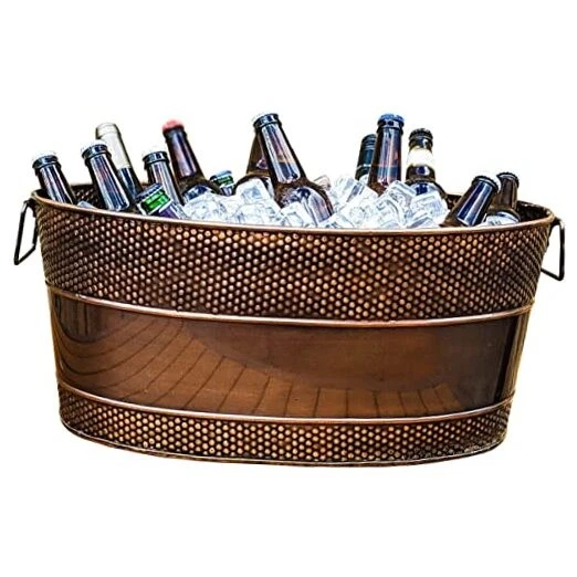 Aspen Galvanized Tub Finish Metal Ice and Drink Cooler for Parties, Copper