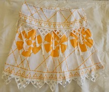 Mexican Handmade Skirt with Embroidery, Fringe  Unique Cut   Boho Chic Party