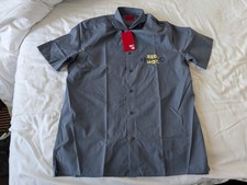 NWT Hugo Boss M straight fit blue "Red Hot Hugo" Ebor button front shirt w0j8