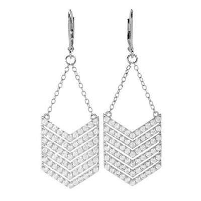 Platinierte ''Hollywood'' 4,75 ctw weiße Zirkon mehrreihige Chevron Ohrringe