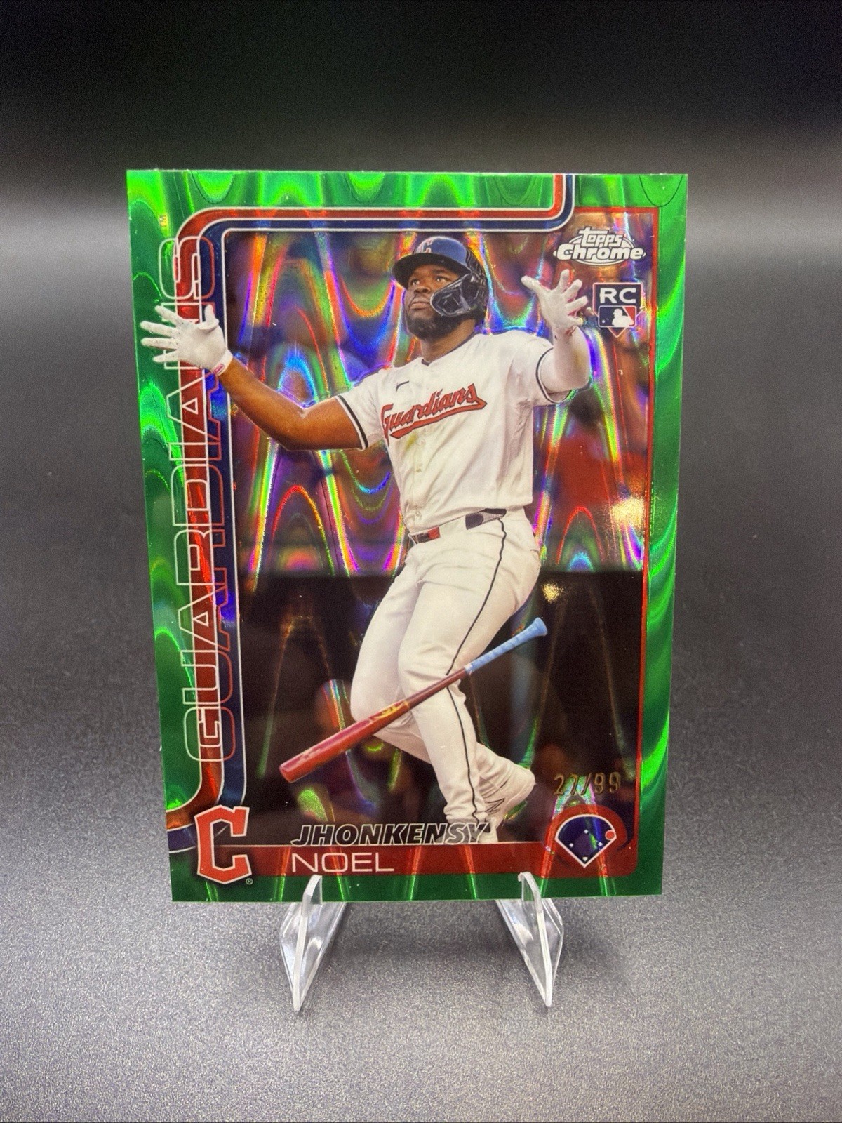 2025 Topps Chrome #291 Jhonkensy Noel Green Raywave Refractors #/99