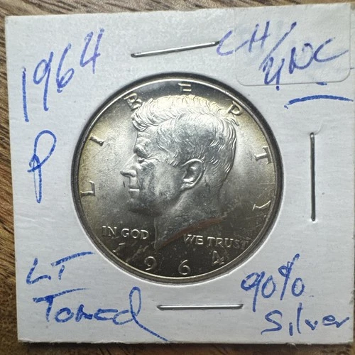 1964-P Kennedy Half Dollar 90% Silver Uncirculated Raw Coin | US JFK Half Dollar