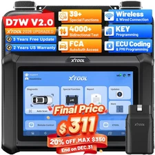XTOOL D7W V2.0 Wireless Bidirectional OBD2 Diagnostic Scanner Key Programmer FCA