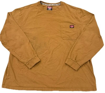 Wrangler Workwear T-Shirt Men’s Size XL Long Sleeve Brown Crew Neck 100% Cotton - Image 1 of 4