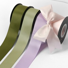 20 Yards Double Face Satin Ribbon Double Sided Solid Color - 2.5cm 3.2cm 4cm W