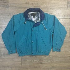 Vintage Eddie Bauer Jacket Men  s Large Teal Blue Sailing Hooded Full Zip
