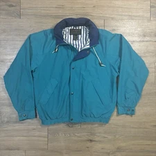 Vintage Eddie Bauer Black Label Jacket Men’s Large Sailing Hooded Full Zip Teal