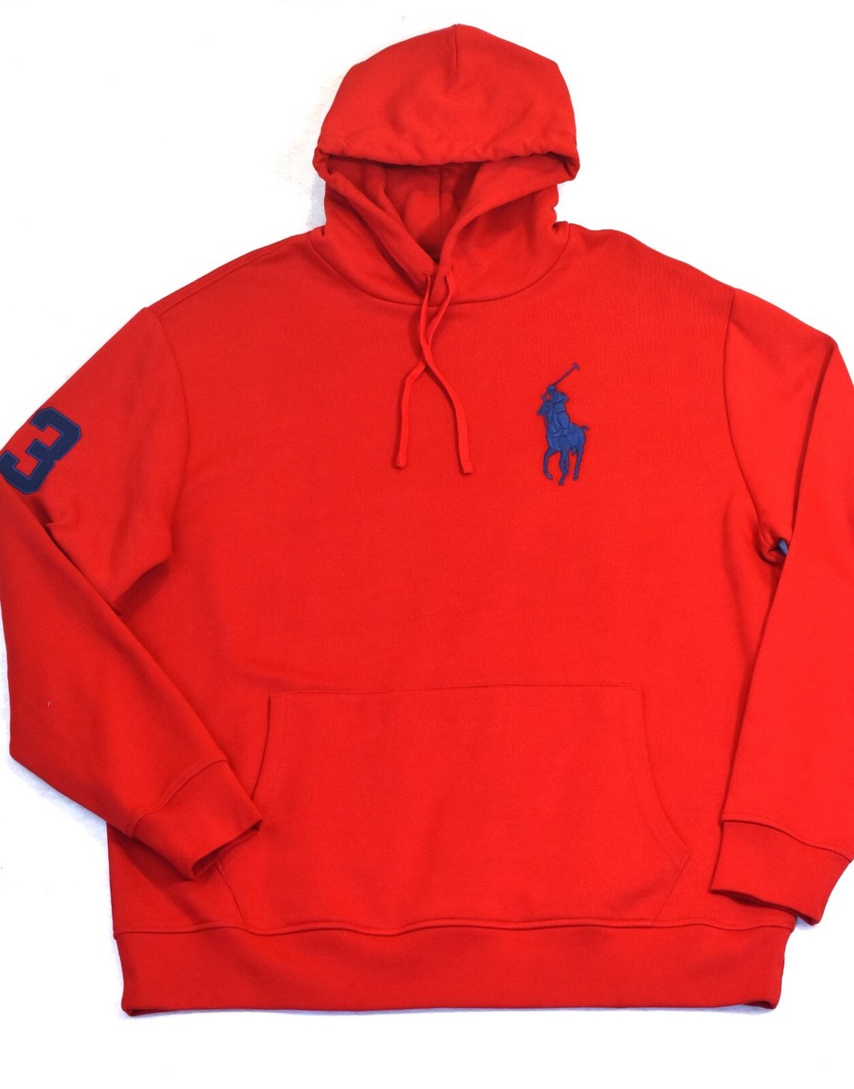 Polo Ralph Lauren Fleece Hoodie Red Pullover Big Pony 2XB 2X Big