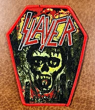 SLAYER , SEW ON RED BORDER WOVEN PATCH