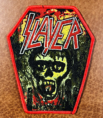 SLAYER , SEW ON RED BORDER WOVEN PATCH