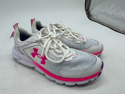 Under Armour Charged Assert 9 Marble Sneakers Womens White Pink Lace-Up - 8.5